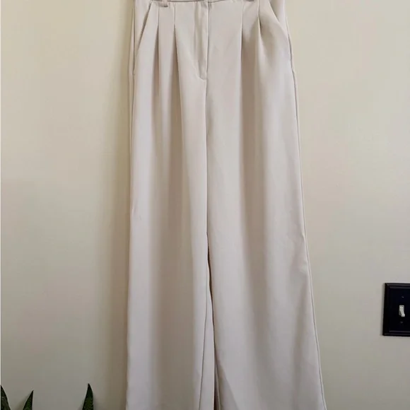 French Connection Cream Wide-Leg Trousers - Picture 3 of 15